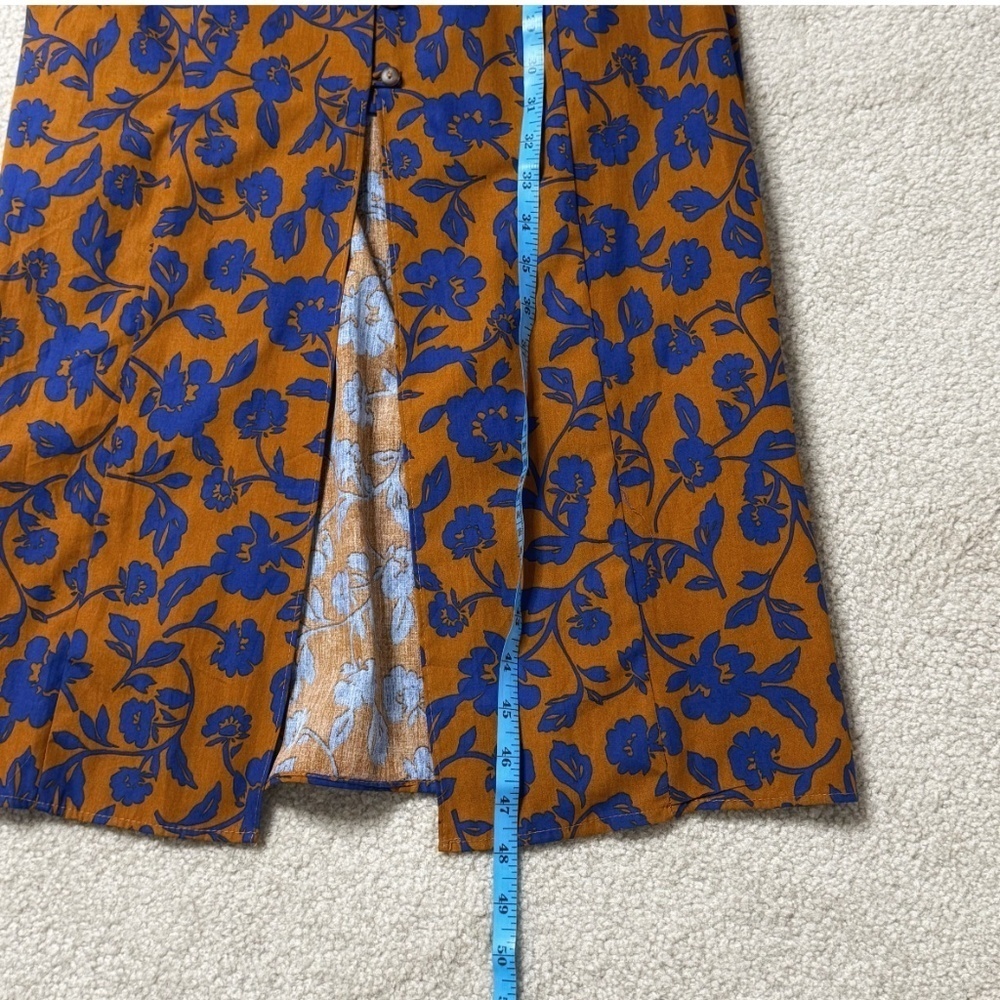 NWT Zara Dress Midi Length Button Front Convertible Duster Dress Brown Blue XS - Picture 15 of 16